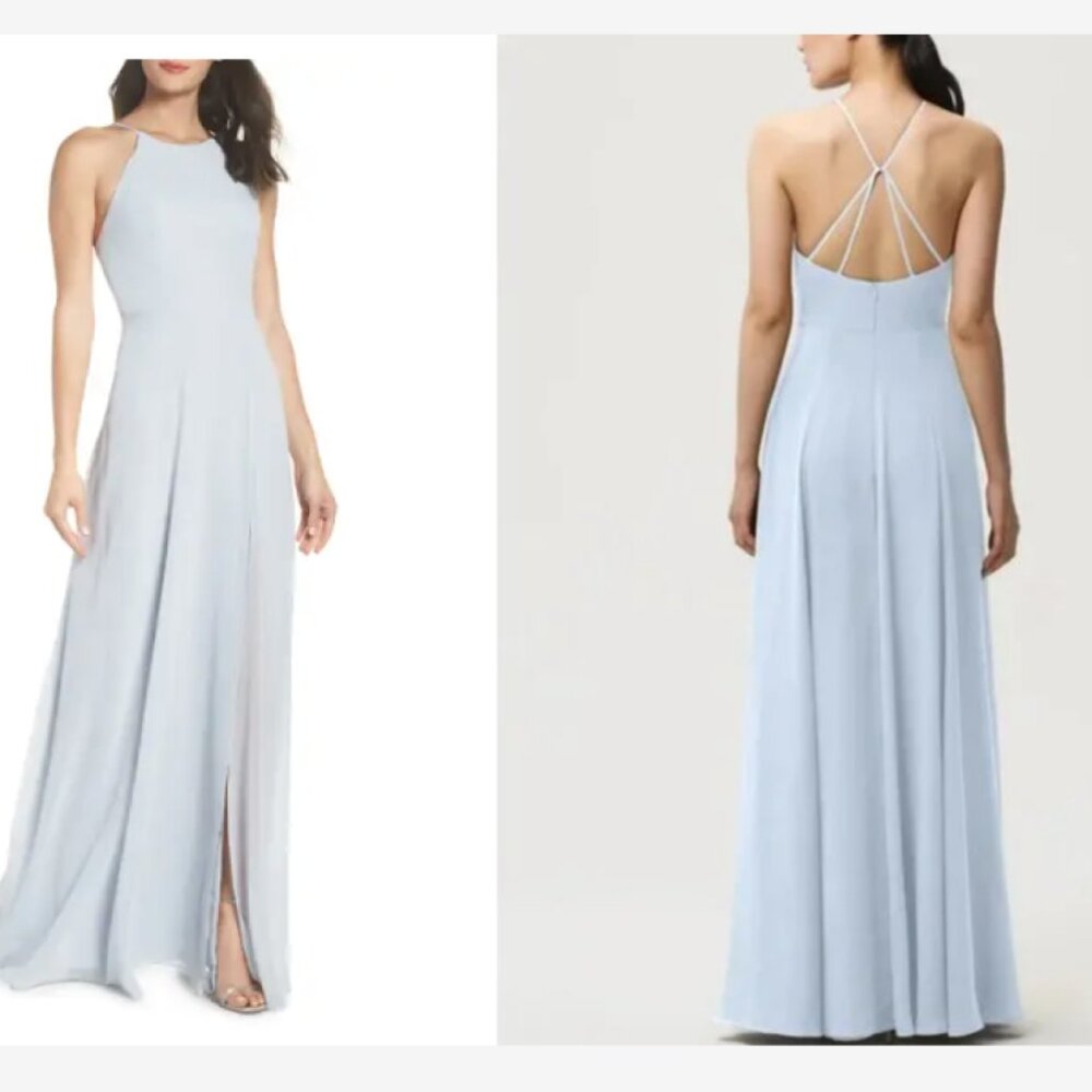 Jenny Yoo Collection Kayla A-Line Halter Gown; Whisper Blue